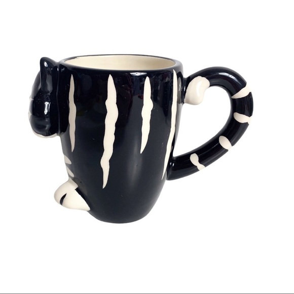 BURTON & BURTON Black & White "Chester The Cat" Hand-Painted, Raised Ceramic Mug - Picture 2 of 10